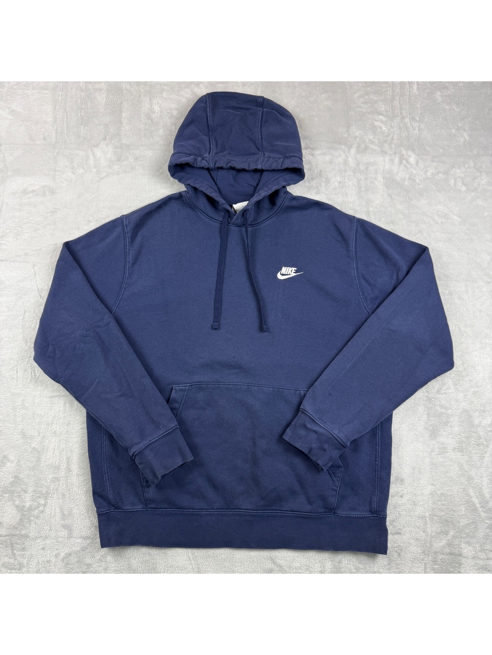 Nike Sportswear Club Fleece Hoodie Navy Blue Men L Swoosh Logo Streetwear Casual